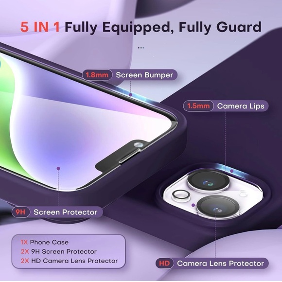 TOCOL [5 in 1 for iPhone 14 Plus Case, 2X Screen Protector + - Picture 3 of 12